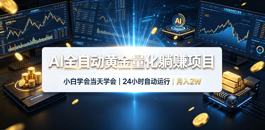 AI全自动黄金量化躺賺项目，24小时自动运行，月入2W - 福创网