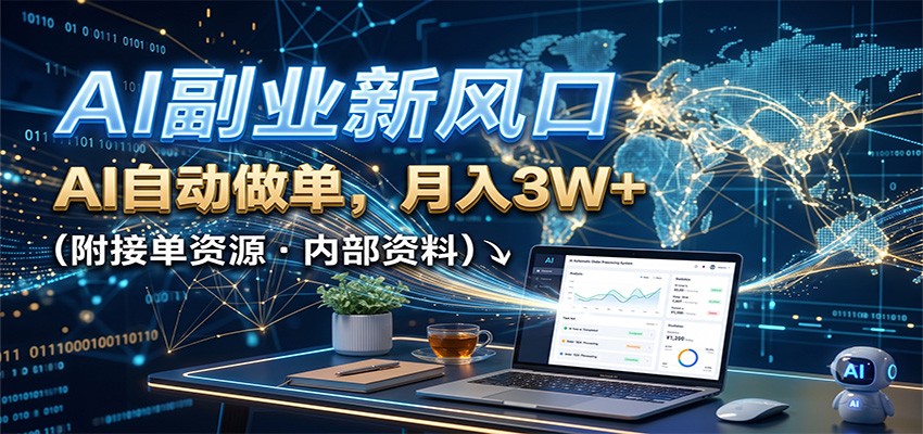 AI副业新风口，AI自动做单，月入3W+，附接单资源 - 福创网
