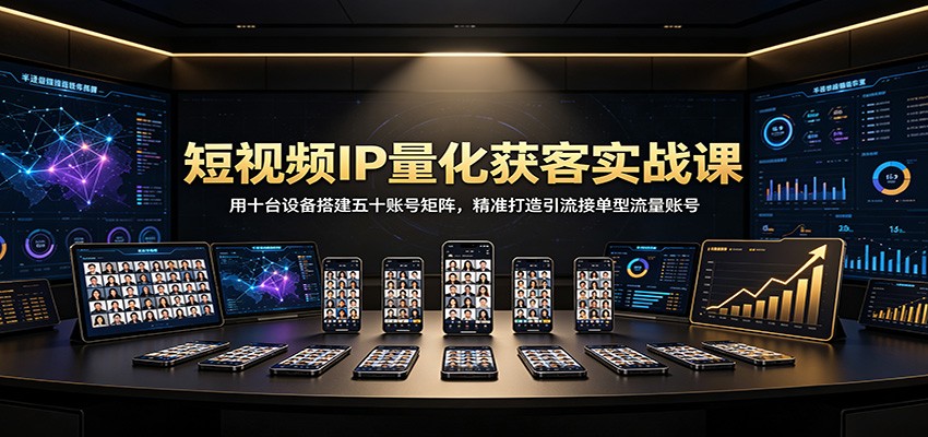 短视频IP量化获客实战课：用十台设备搭建五十账号矩阵，精准打造引流接单型流量账号 - 福创网