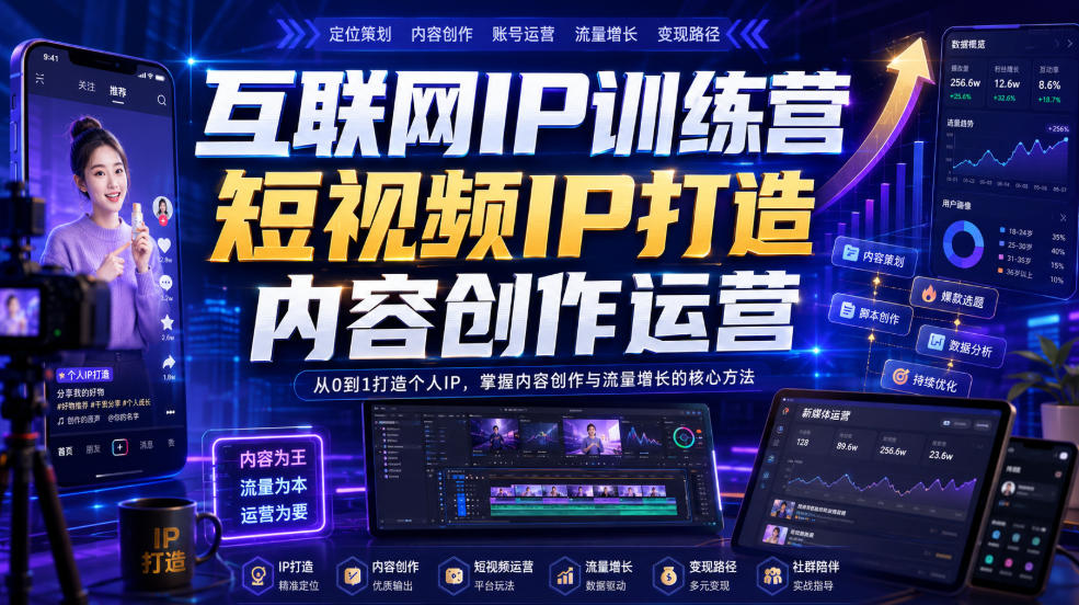 互联网IP训练营，短视频IP打造，内容创作运营 - 福创网