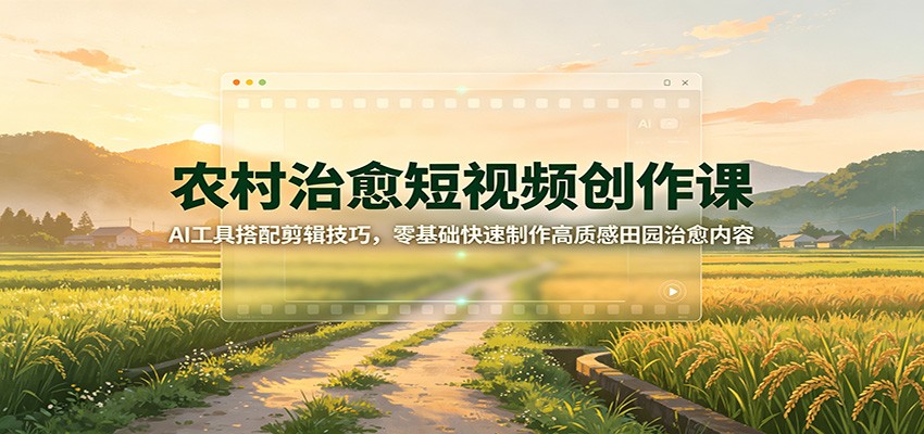 农村治愈短视频创作课：AI工具搭配剪辑技巧，零基础快速制作高质感田园治愈内容 - 福创网