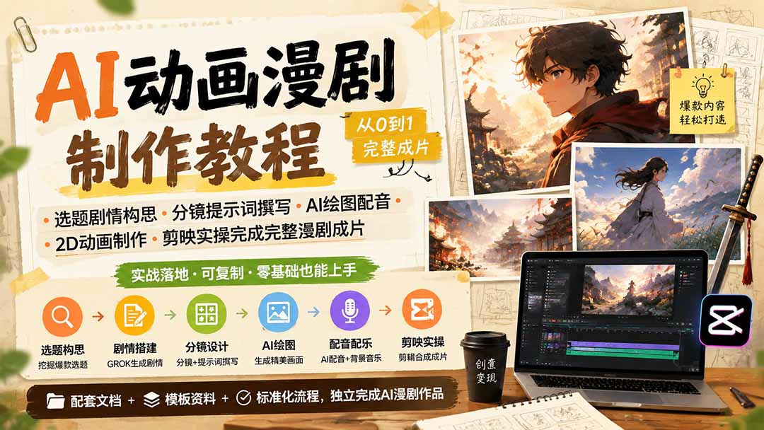 AI动画漫剧制作教程，实战落地，可复制，零基础也能上手 - 福创网
