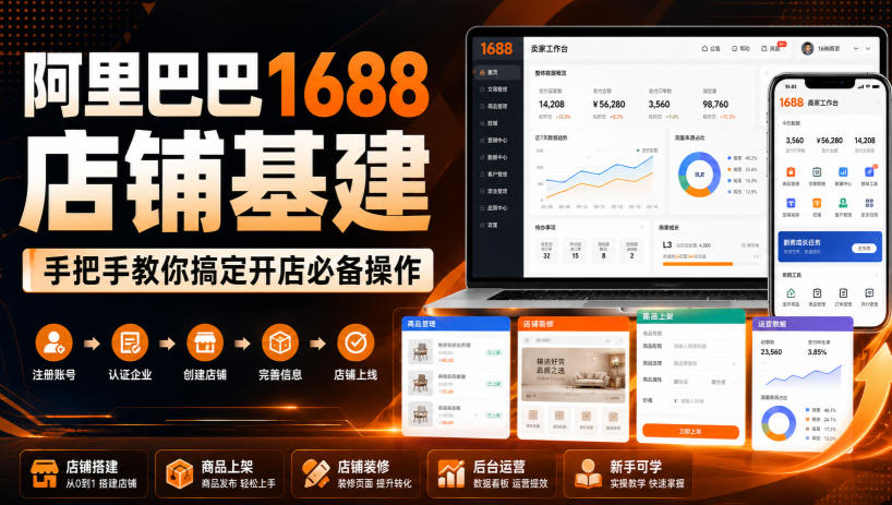 阿里巴巴1688店铺基建，手把手教你搞定开店必备操作(更新8月) - 福创网