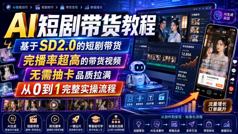 AI短剧带货教程，从0到1完整实操流程 - 福创网