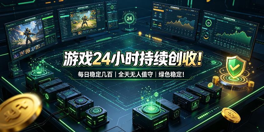 游戏24小时持续创收，每日稳定几百，全天无人值守，绿色稳定！ - 福创网