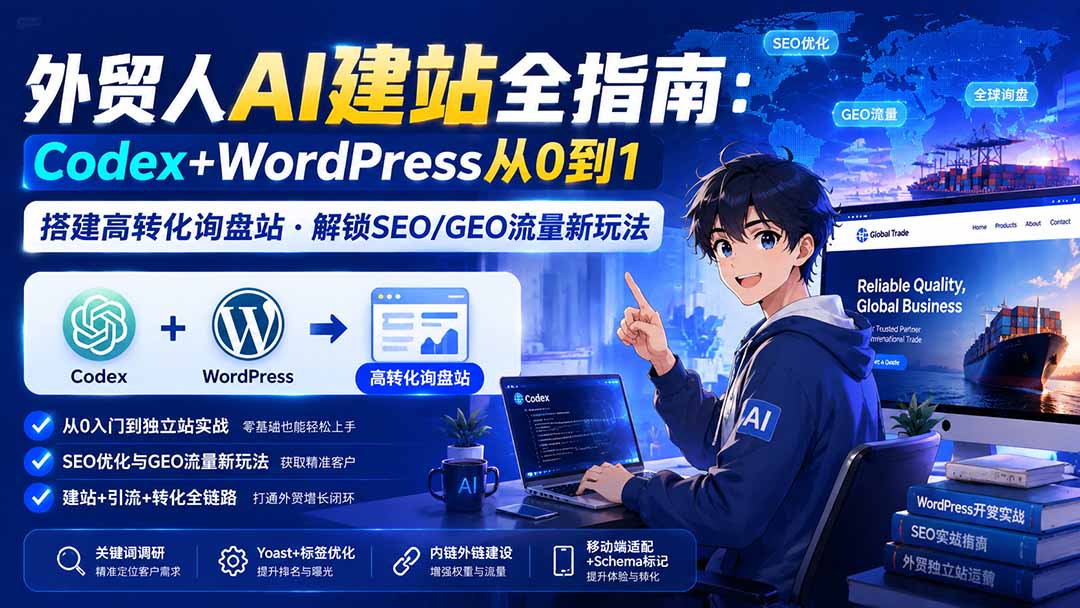 外贸人AI建站全指南：Codex+WordPress从0到1搭建高转化询盘站，解锁SEO/GEO流量新玩法 - 福创网
