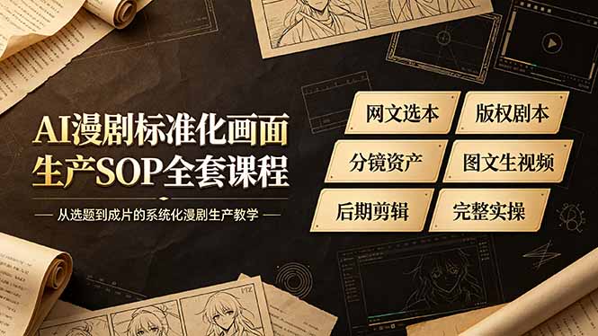 AI漫剧标准化画面生产SOP全套课程,从选题到成片的系统化漫剧生产教学