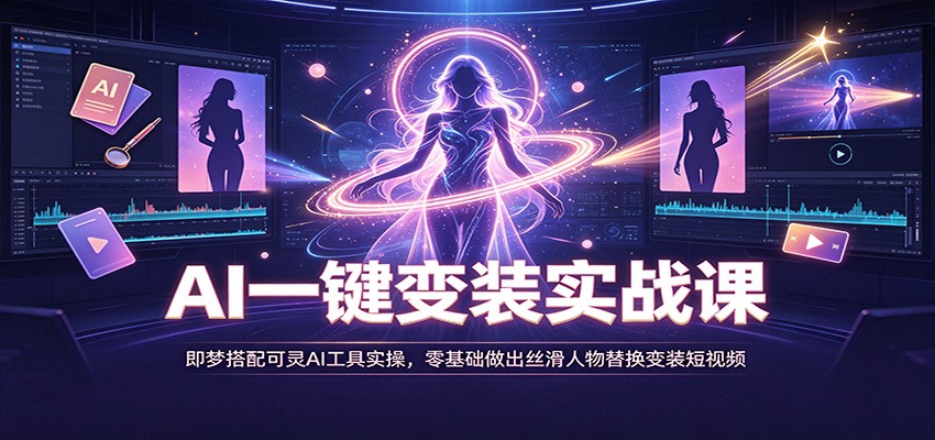 AI一键变装实战课：即梦搭配可灵AI工具实操，零基础做出丝滑人物替换变装短视频 - 福创网