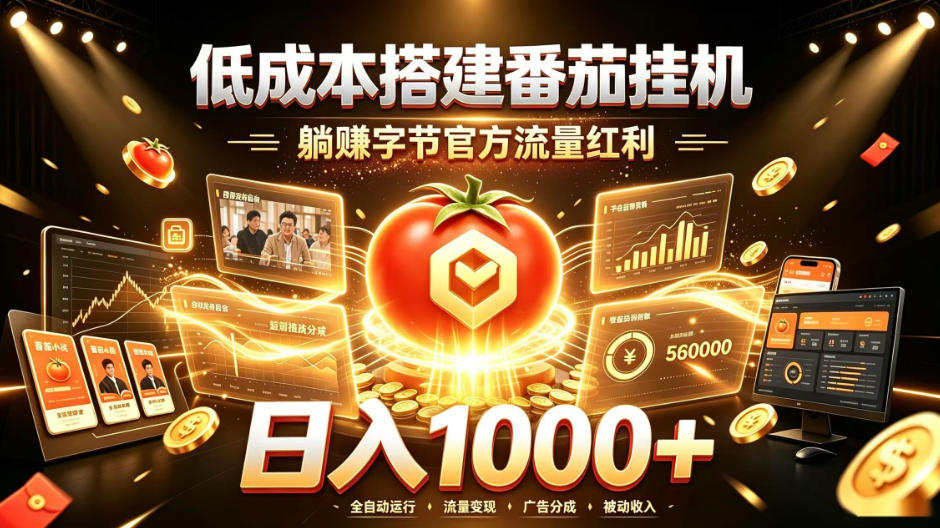 低成本搭建番茄挂G，躺賺字节官方流量红利，日入1k+，全程傻瓜式落地 - 福创网