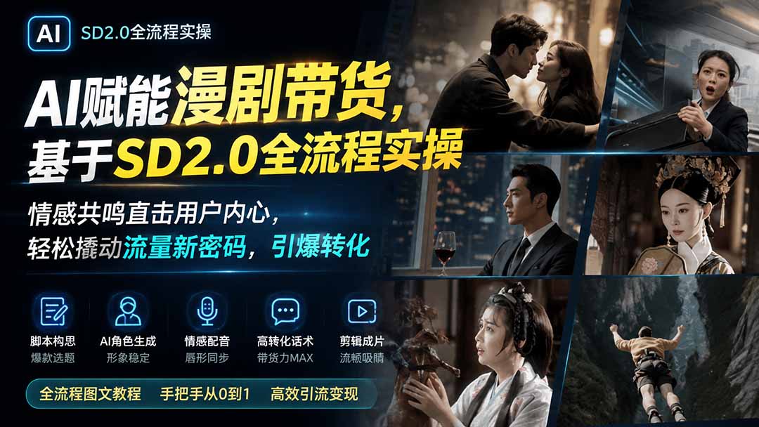 AI赋能漫剧带货,全流程图文教程,手把手从0到1,高效引流变现