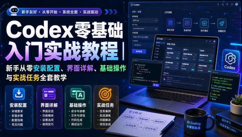 Codex零基础入门实战教程,新手从零安装配置、界面详解、基础操作与实战任务全套教学 - 福创网