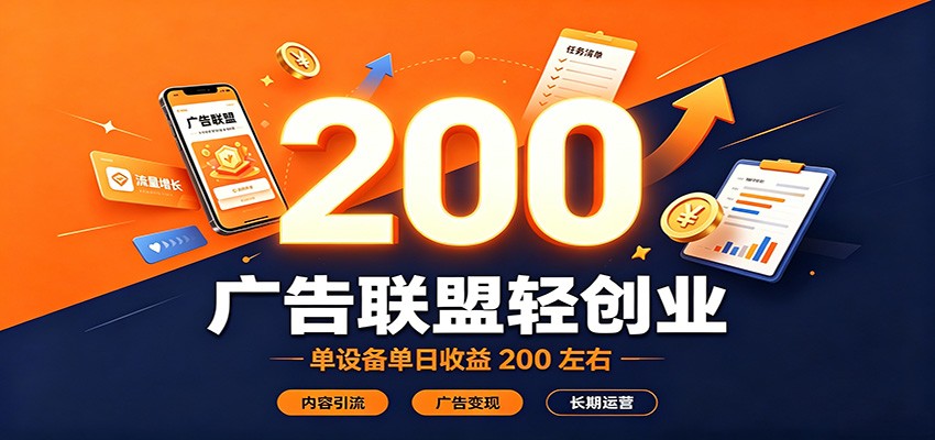 广告联盟轻创业，单设备单日收益200左右 - 福创网