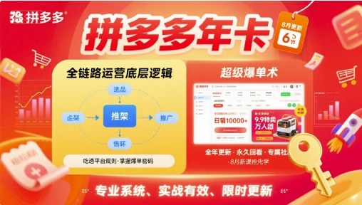 拼多多年卡，全链路运营底层逻辑，超级爆单术 - 福创网
