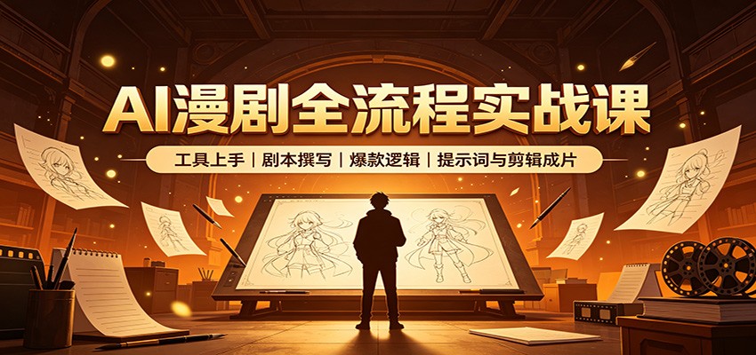 AI漫剧全流程实战课：工具上手、剧本撰写、爆款逻辑、提示词与剪辑成片 - 福创网