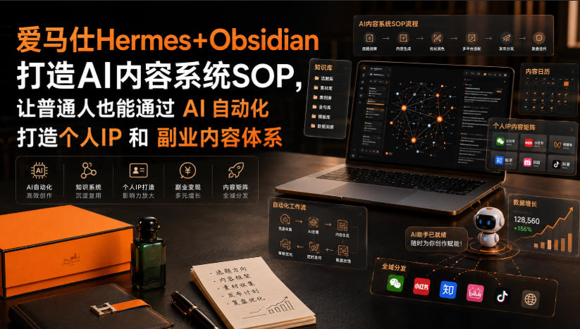 爱马仕Hermes+Obsidian打造AI内容系统SOP，让普通人也能通过 AI 自动化打造个人IP 和 副业内容体系 - 福创网