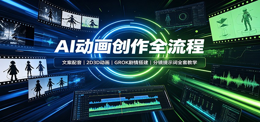 AI动画创作全流程：文案配音，2D3D动画，GROK剧情搭建，分镜提示词全套教学 - 福创网
