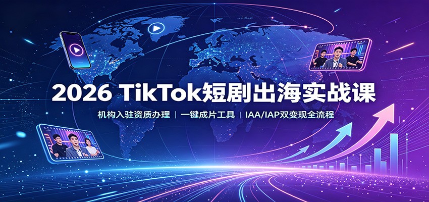 2026 TikTok短剧出海实战课：机构入驻资质办理，一键成片工具，IAA/IAP双变现全流程 - 福创网