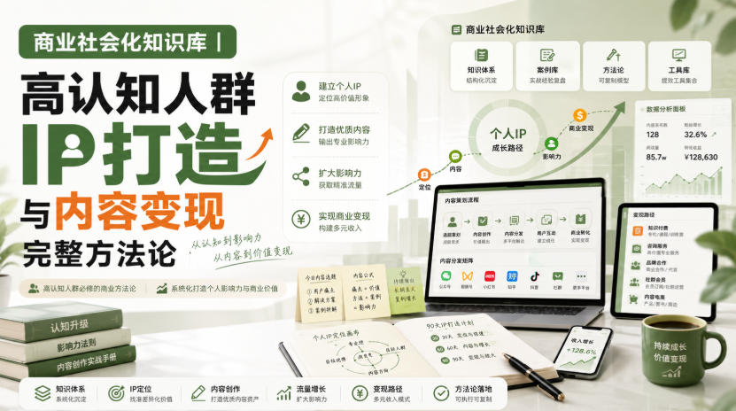商业社会化知识库｜高认知人群IP打造与内容变现完整方法论 - 福创网