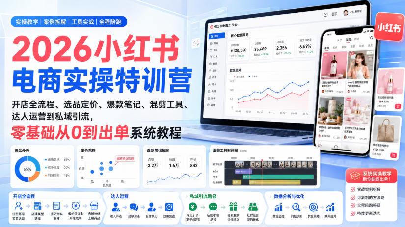 2026小红书电商实操特训营｜零基础从0到出单系统教程 - 福创网