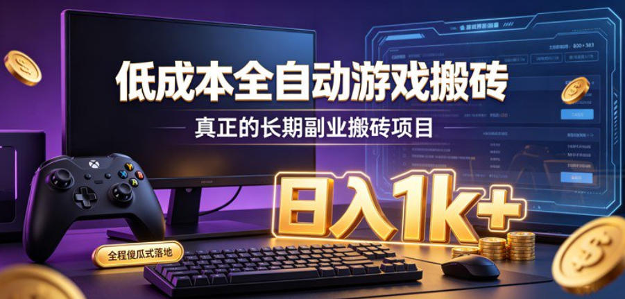 低成本全自动游戏搬砖，真正的长期副业搬砖项目，日入1k+，全程傻瓜式落地 - 福创网