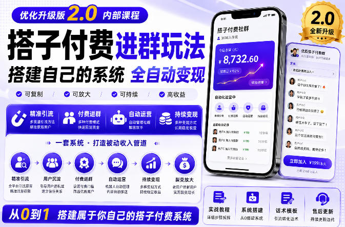 搭子付费进群玩法，搭建自己的付费进群系统，全自动变现 - 福创网