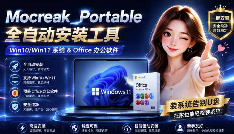 Mocreak_Portable全自动安装office和win10、win11系统，告别U盘装系统，使用安全可靠 - 福创网