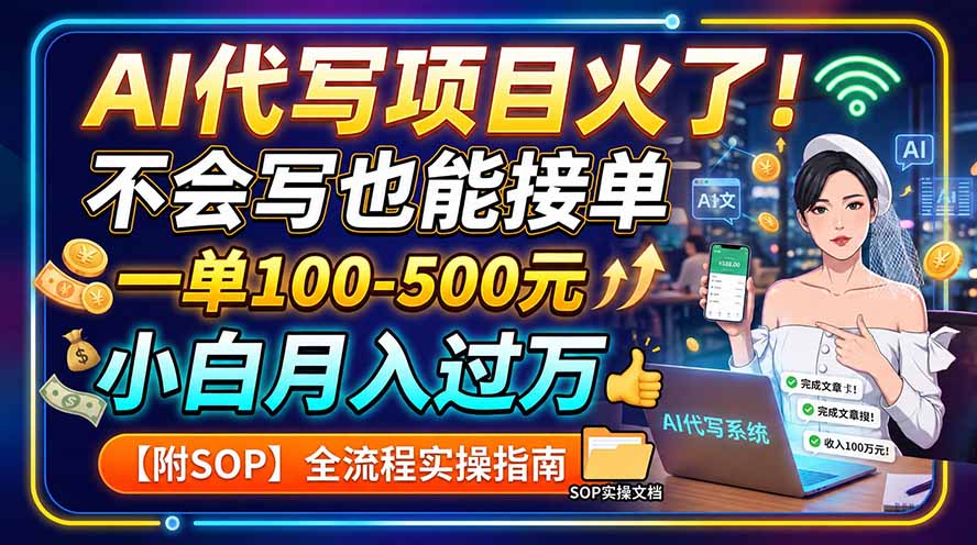 AI代写项目火了!不会写也能接单,一单100-500元,小白月入过万【附SOP全流程实操指南】