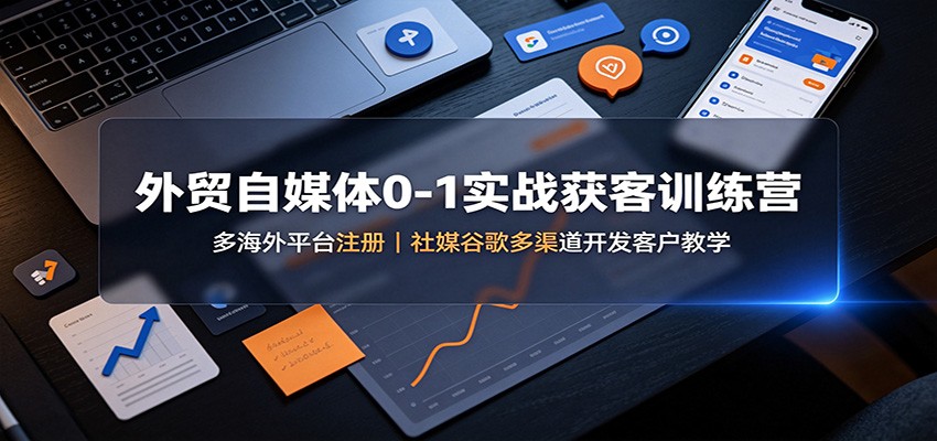 外贸自媒体0-1实战获客训练营：多海外平台注册，社媒谷歌多渠道开发客户教学 - 福创网