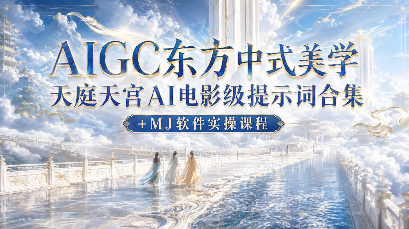 AIGC东方中式美学天庭天宫AI电影级提示词合集+MJ软件实操课程 - 福创网