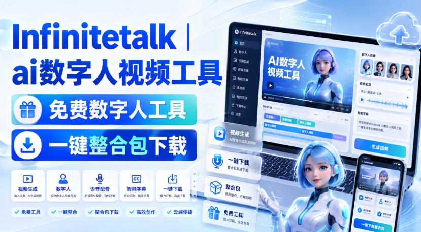 Infinitetalk丨ai数字人视频工具，免费数字人工具，一键整合包下载 - 福创网