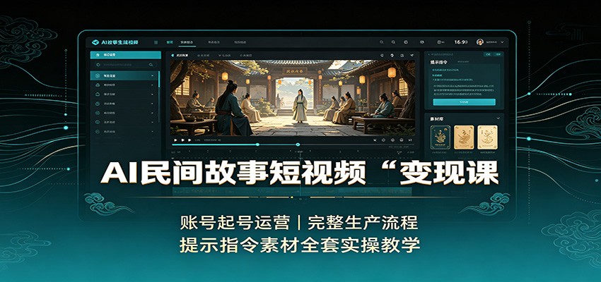 AI民间故事短视频变现课：账号起号运营，完整生产流程，提示指令素材全套实操教学 - 福创网