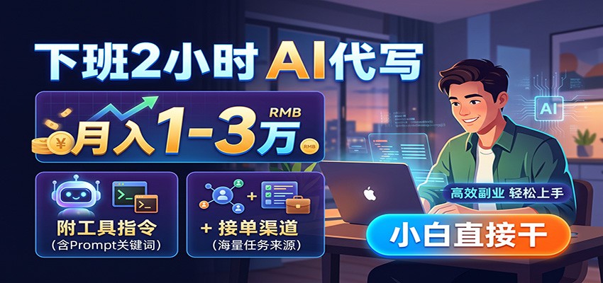 下班2小时AI代写，月入1-3万，附工具指令+接单渠道，小白直接干 - 福创网