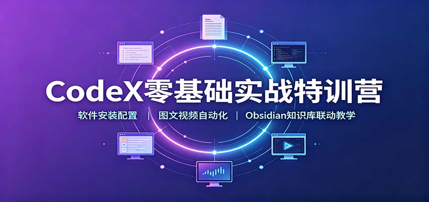 CodeX零基础实战特训营：软件安装配置，图文视频自动化，Obsidian知识库联动教学 - 福创网
