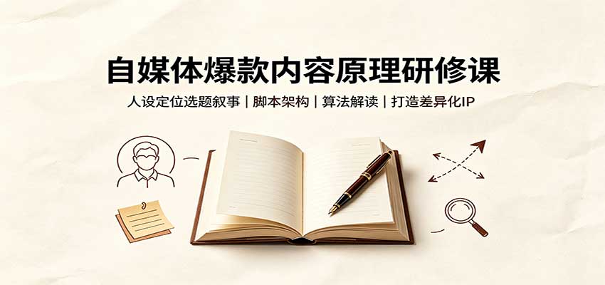 自媒体爆款内容原理研修课：人设定位选题叙事，脚本架构，算法解读打造差异化IP - 福创网