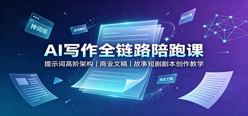 AI写作全链路陪跑课：提示词高阶架构，商业文稿，故事短剧剧本创作教学 - 福创网