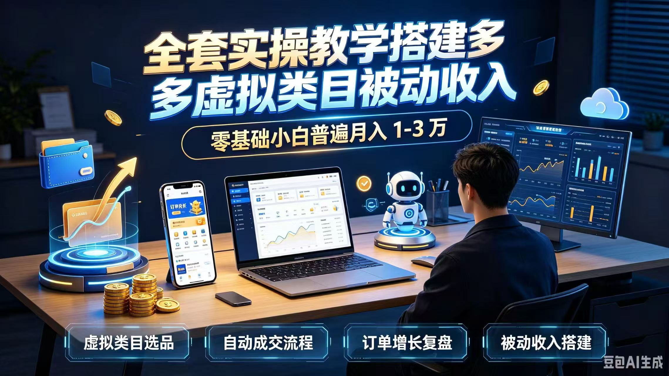 全套实操教学搭建多多虚拟类目被动收入，零基础小白普遍月入1-3万 - 福创网