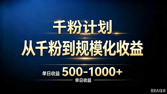 抖音千粉账号计划，从千粉到规模化收益500-1000+单日收益 - 福创网