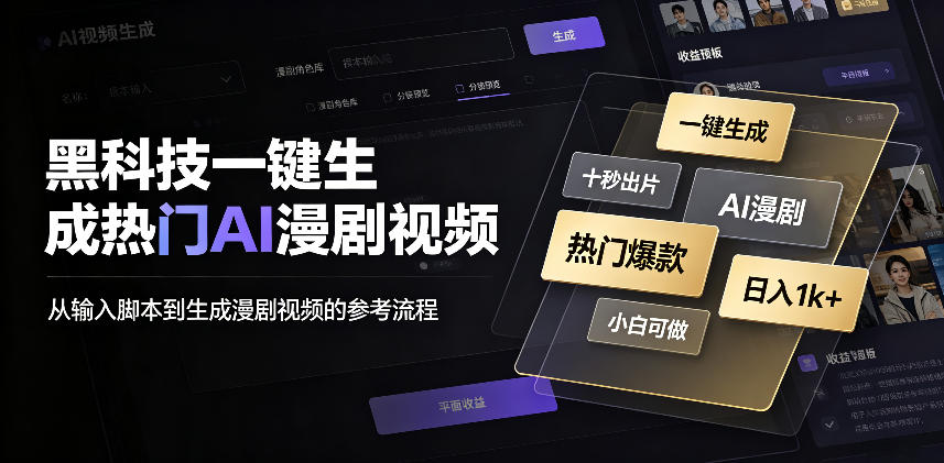 黑科技一键生成热门AI漫剧视频，十秒钟即可搞定，小白也能日入1k+ - 福创网