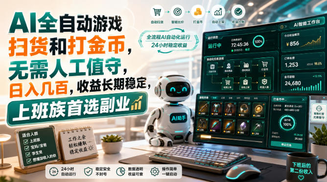 AI全自动游戏皮肤扫货和打金币，日入几百，内部方法大揭秘，0门槛！ - 福创网
