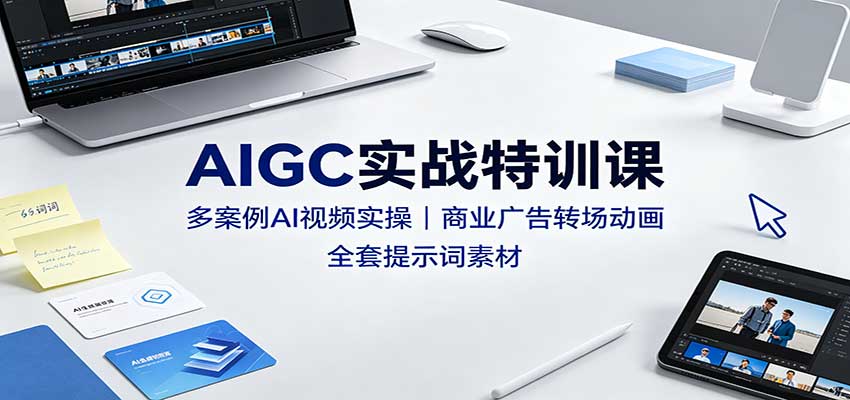 AIGC实战特训课：多案例AI视频实操，商业广告转场动画，全套提示词素材 - 福创网