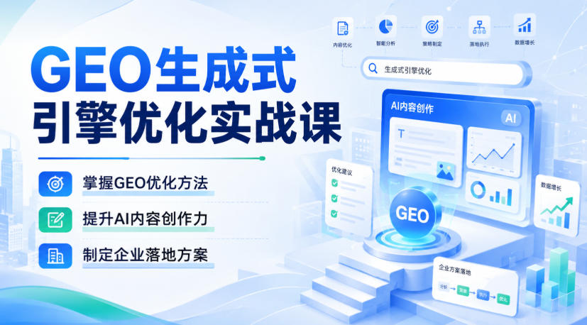 GEO生成式引擎优化实战课，掌握GEO优化方法，提升AI内容创作力，制定企业落地方案 - 福创网
