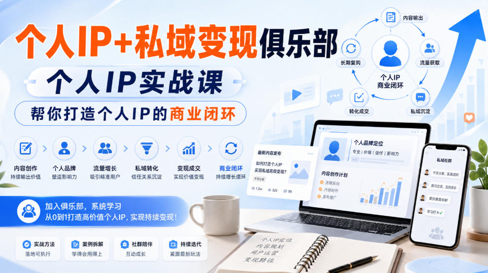 个人IP+私域变现俱乐部，个人IP实战课，帮你打造个人IP的商业闭环 - 福创网