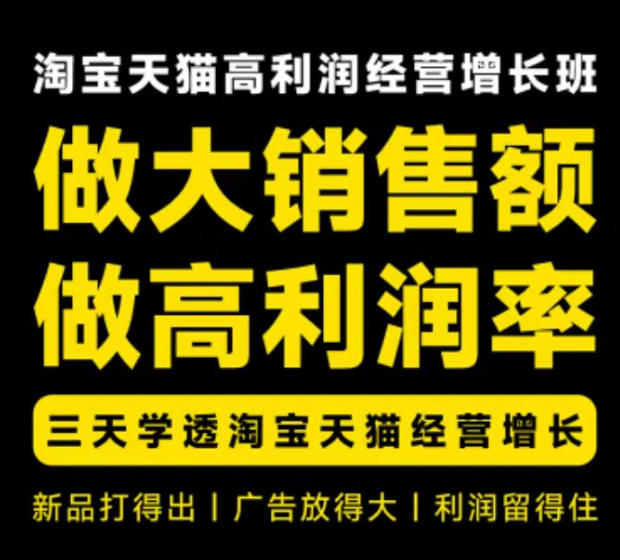 天猫淘宝高利润经营增长班杭州线下课31期，做大销售额做高利润率，三天学透淘宝天猫经营增长 - 福创网