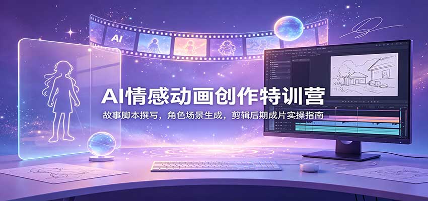 AI情感动画创作特训营：故事脚本撰写，角色场景生成，剪辑后期成片实操指南 - 福创网