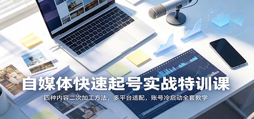 自媒体快速起号实战特训课：四种内容二次加工方法，多平台适配，账号冷启动全套教学 - 福创网