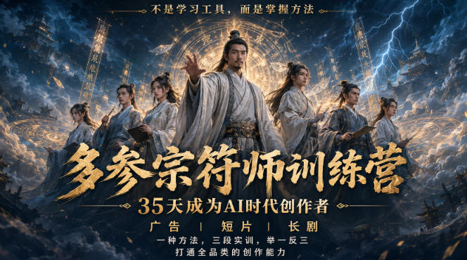 多参宗符师训练营，35天成为AI时代创作者，广告|短片|长剧，一种方法，三段实训，举一反三，打通全品类的创作能力 - 福创网