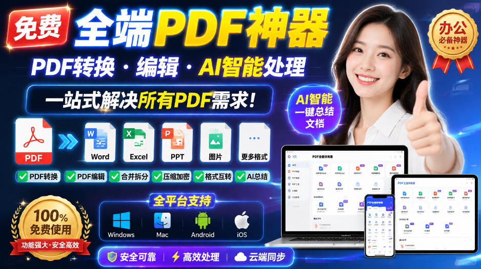 免费全端PDF神器，PDF转换·编辑·AI智能处理，一站式解决所有PDF需求! - 福创网