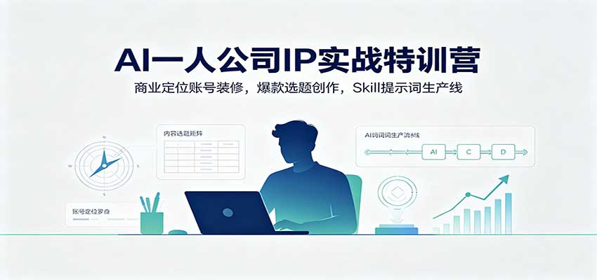 AI一人公司IP实战特训营：商业定位账号装修，爆款选题创作，Skill提示词生产线 - 福创网