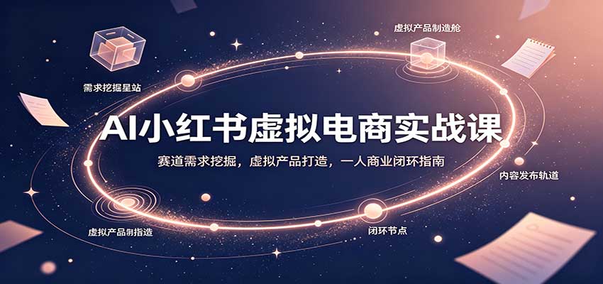 AI小红书虚拟电商实战课：赛道需求挖掘，虚拟产品打造，一人商业闭环指南 - 福创网