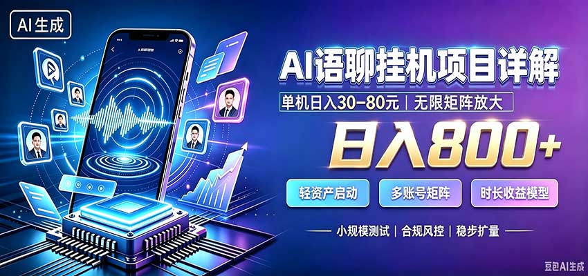 AI语聊挂机，日入800+，适用个人副业，工作室矩阵操作 - 福创网